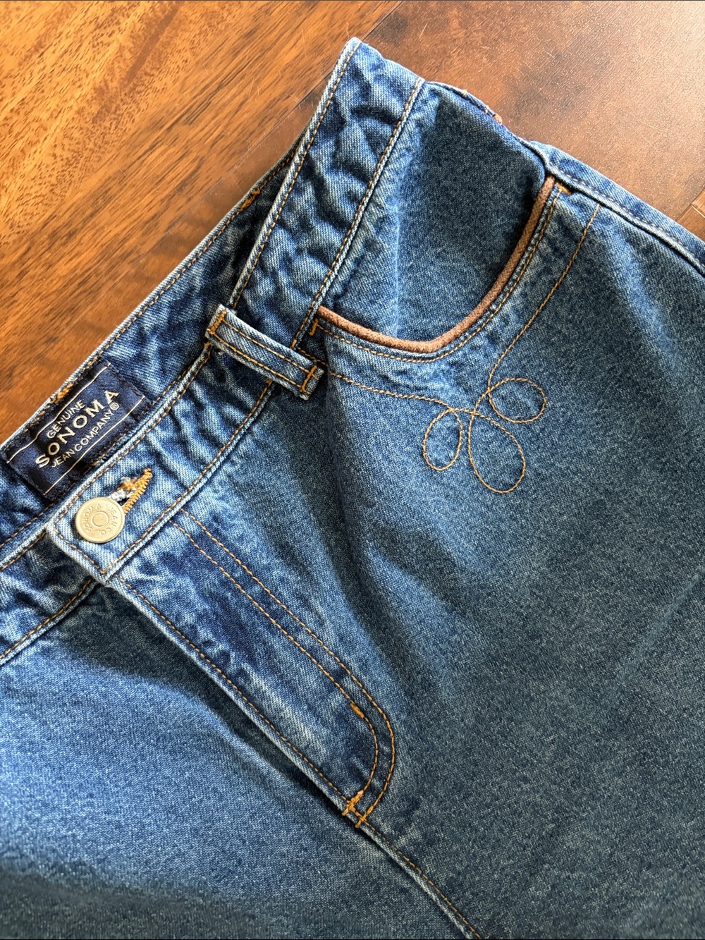 Vintage Sonoma Western Embroidered Blue Relaxed Fit Denim Jeans